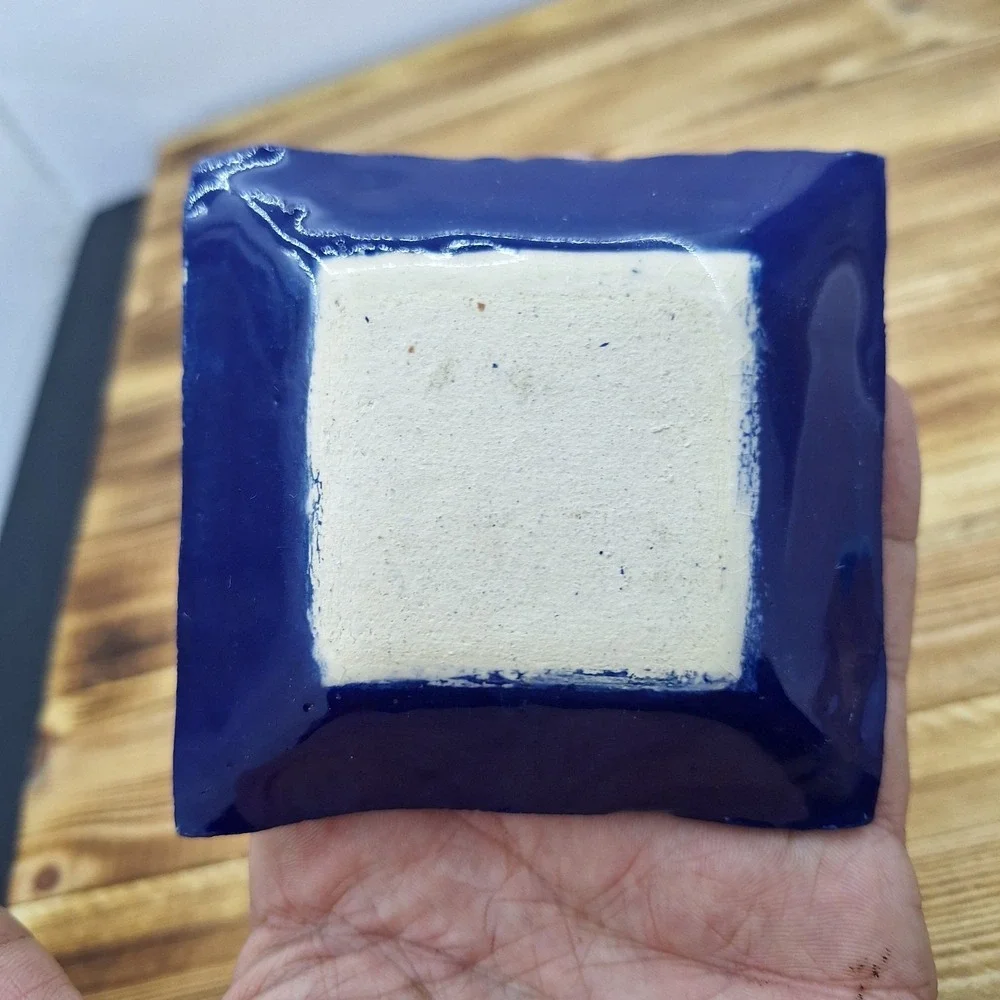 X2 Artisan Blue Dipping Sauce Tray‎ Trinket Oil Butter Pat 3.5